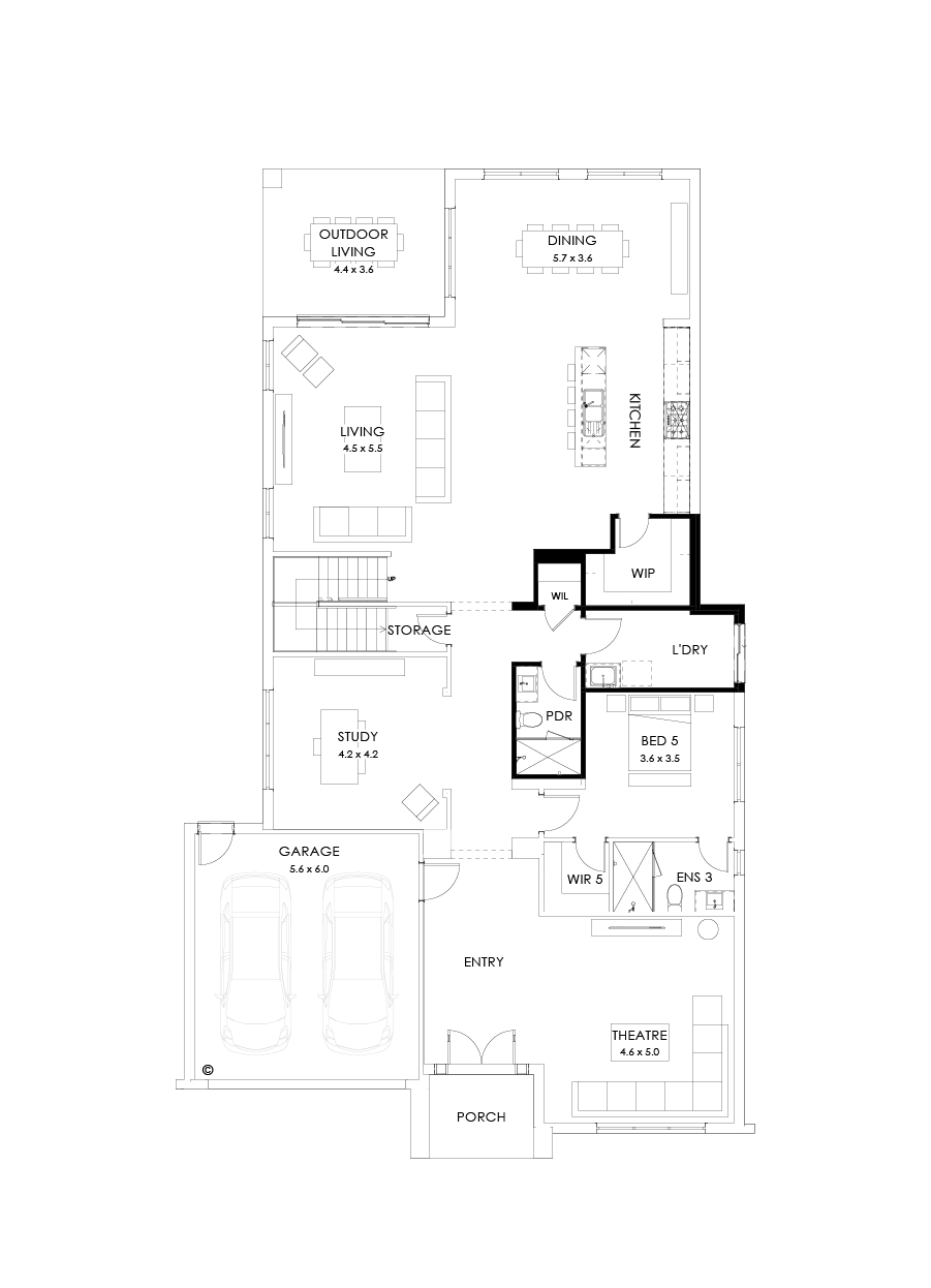 55 Ground Floor Floorplan (Shower to powder)