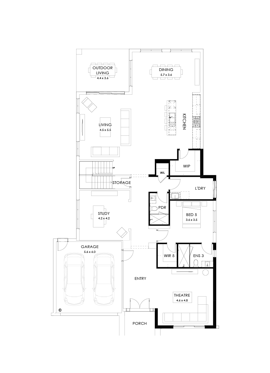 55 Ground Floor Floorplan (Shower to powder)