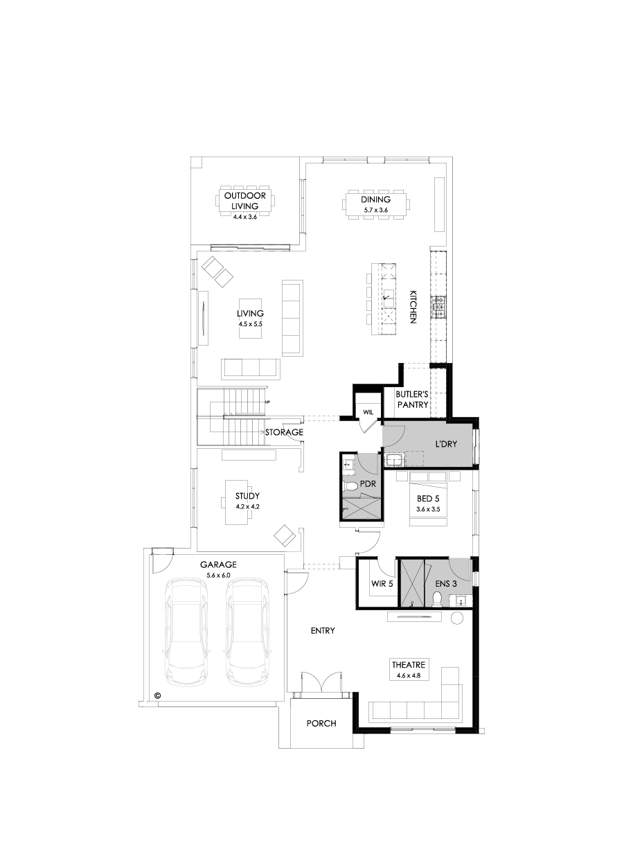 55 Ground Floor Floorplan (Shower to powder)