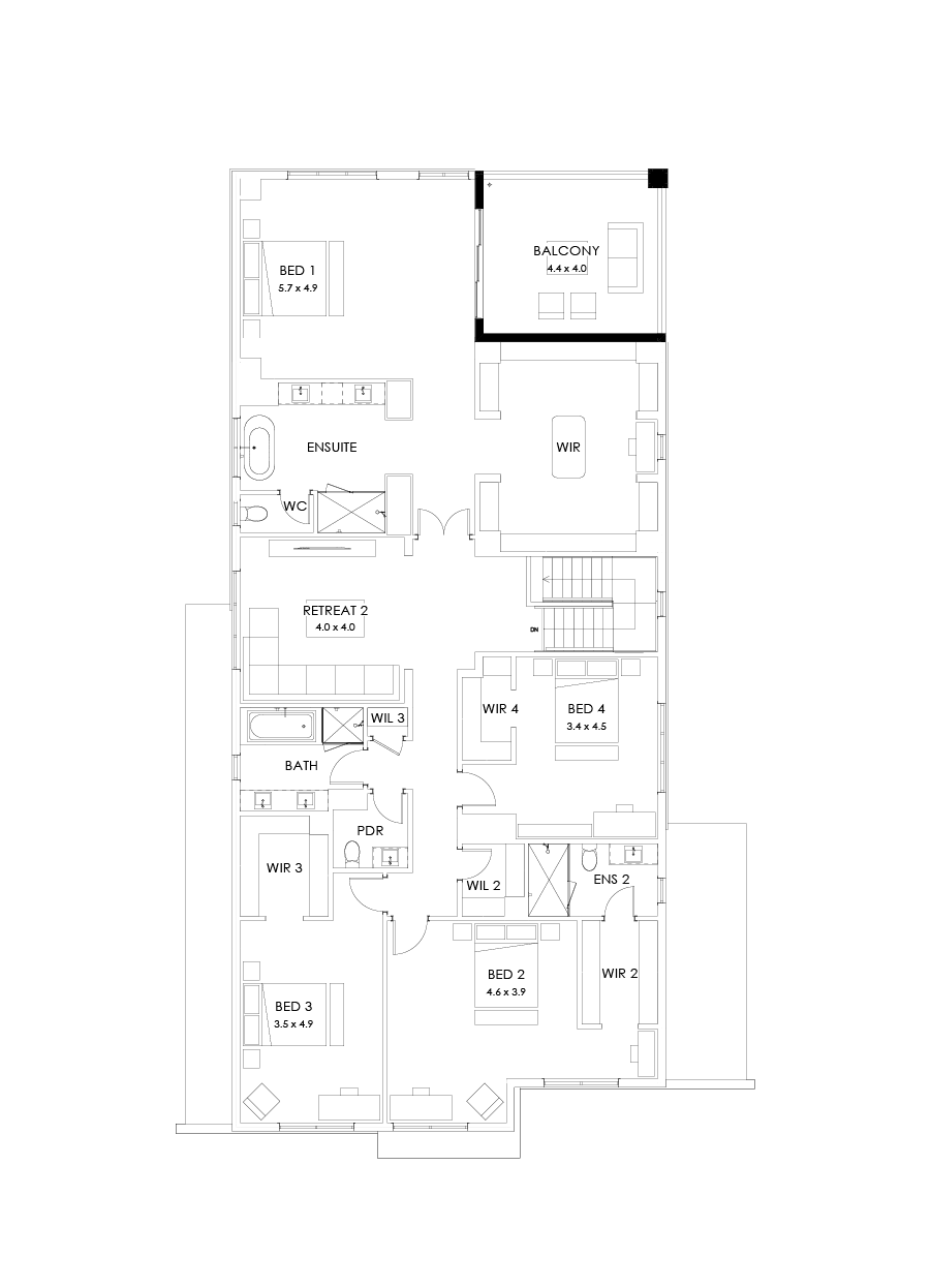 55 First Floor Floorplan (Balcony - Flipped)