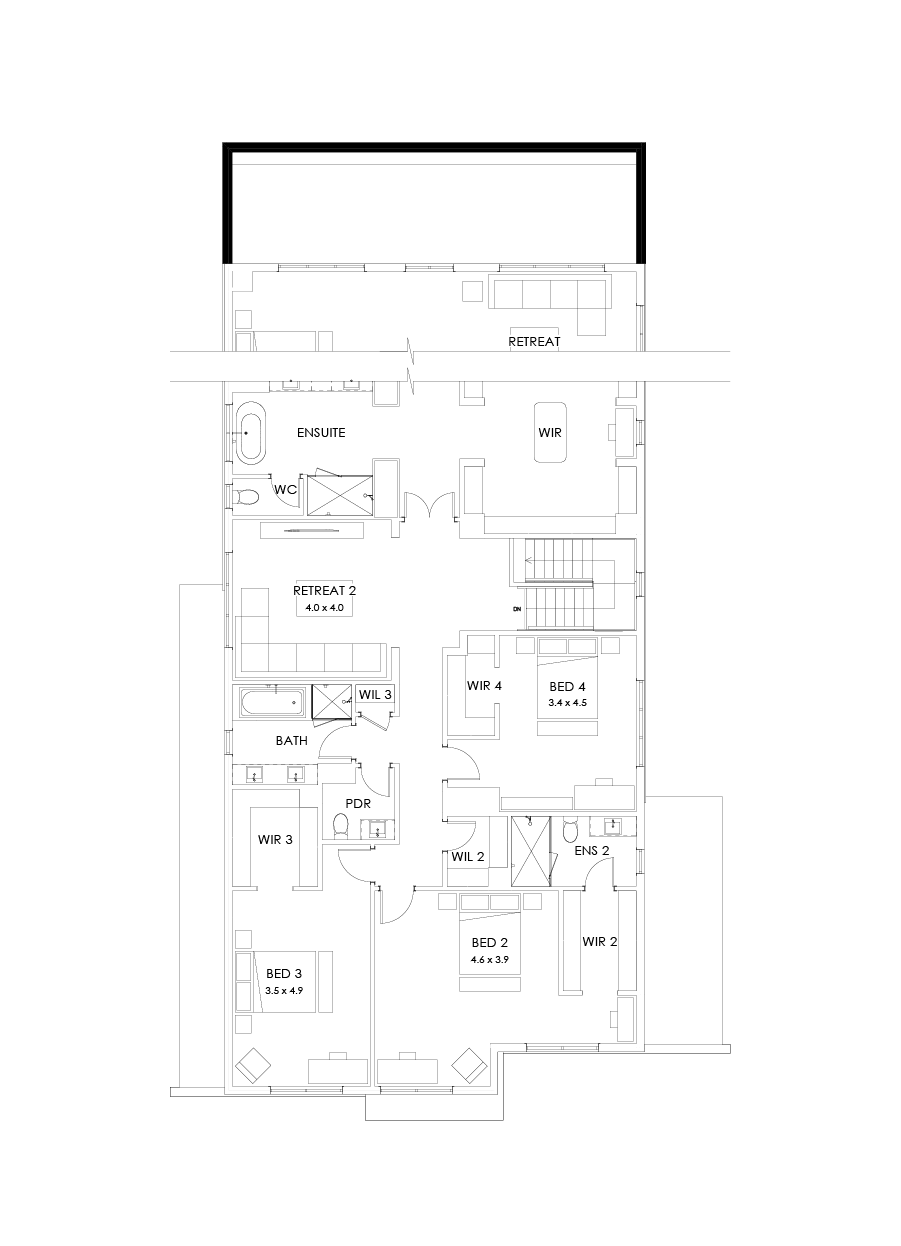55 First Floor Floorplan (Full width outdoor living - Flipped)