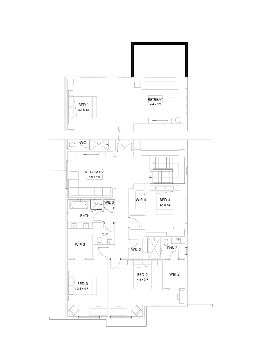 55 First Floor Floorplan (Grand outdoor living - Flipped)