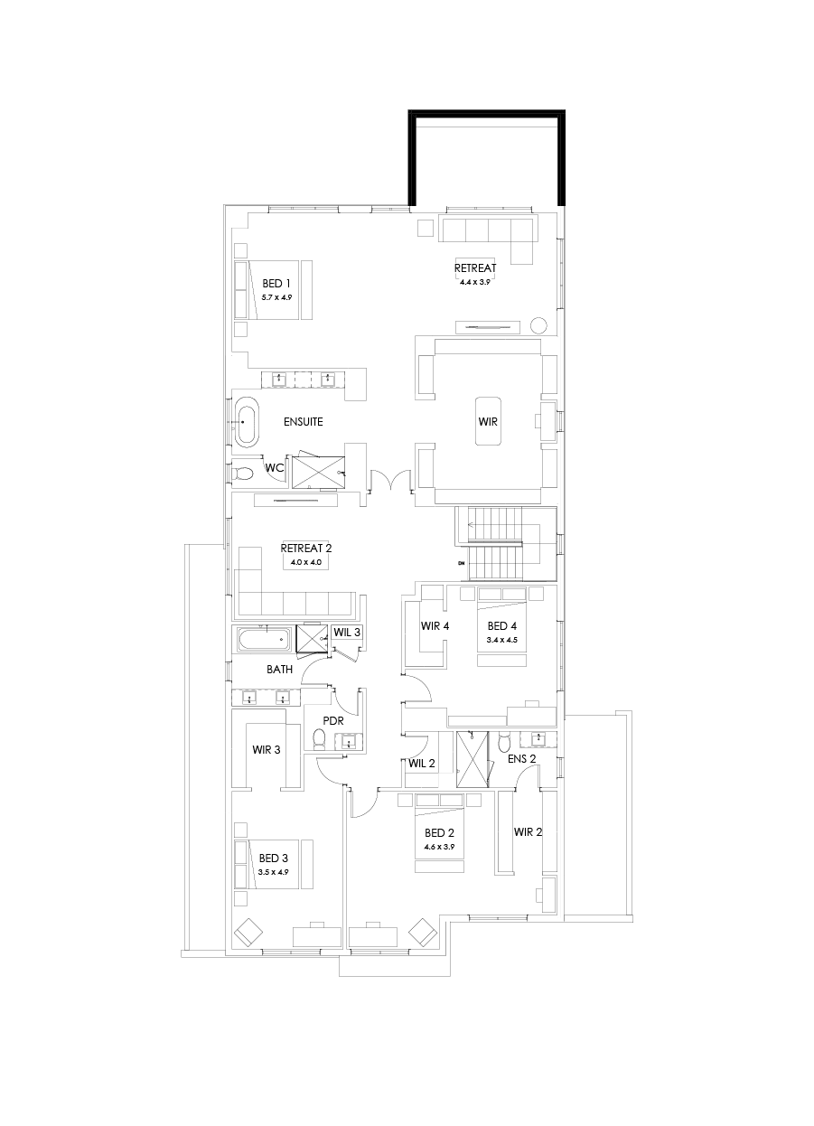 55 First Floor Floorplan (Grand outdoor living - Flipped)