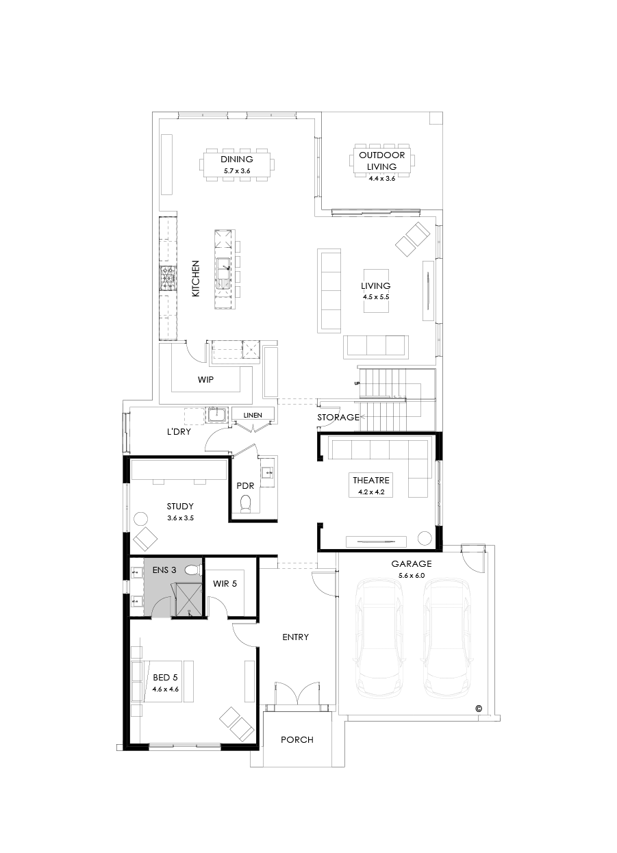 55 Ground Floor Floorplan (Alternate study - Flipped)