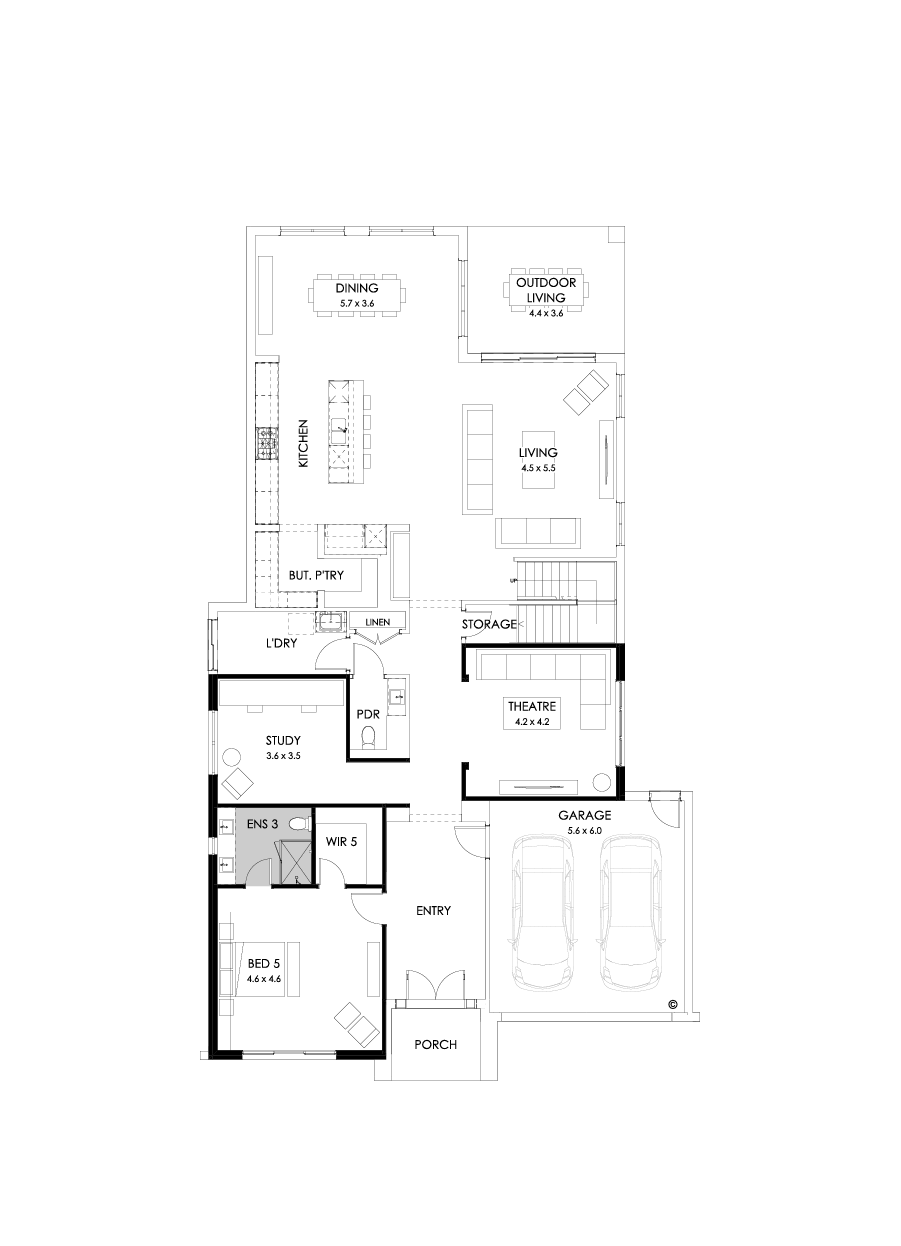 55 Ground Floor Floorplan (Alternate study - Flipped)