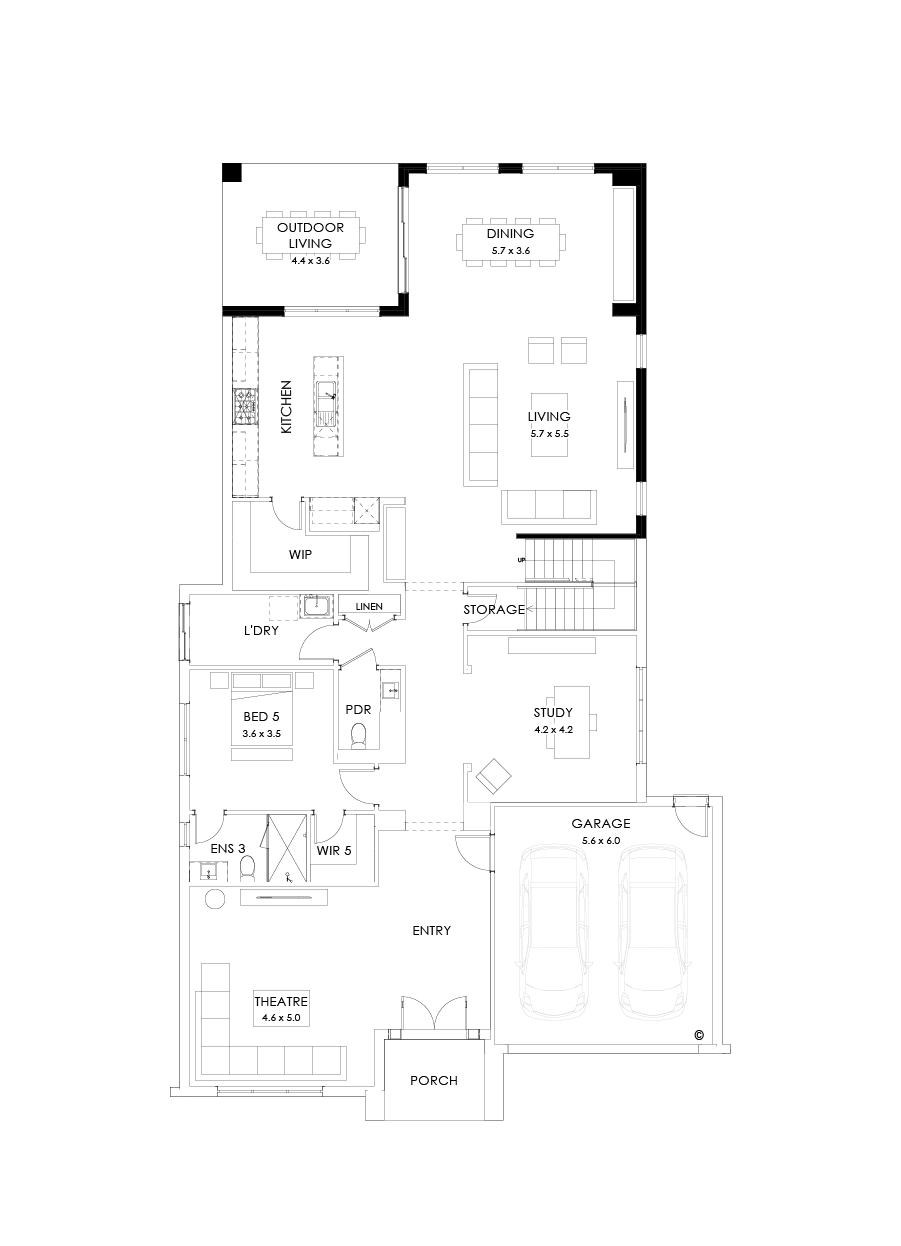 55 Ground Floor Floorplan (Rear flip - Flipped)