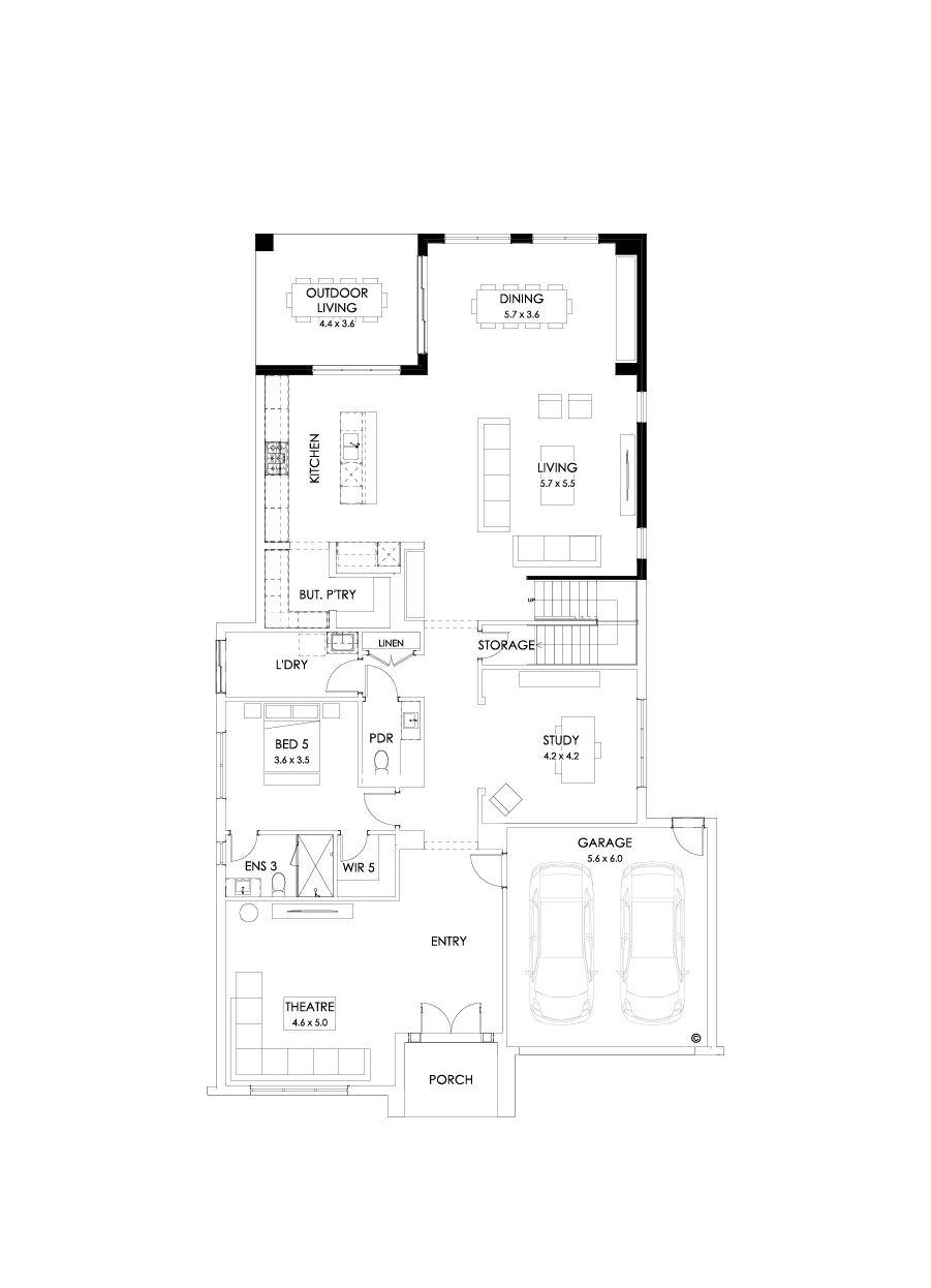 55 Ground Floor Floorplan (Rear flip - Flipped)