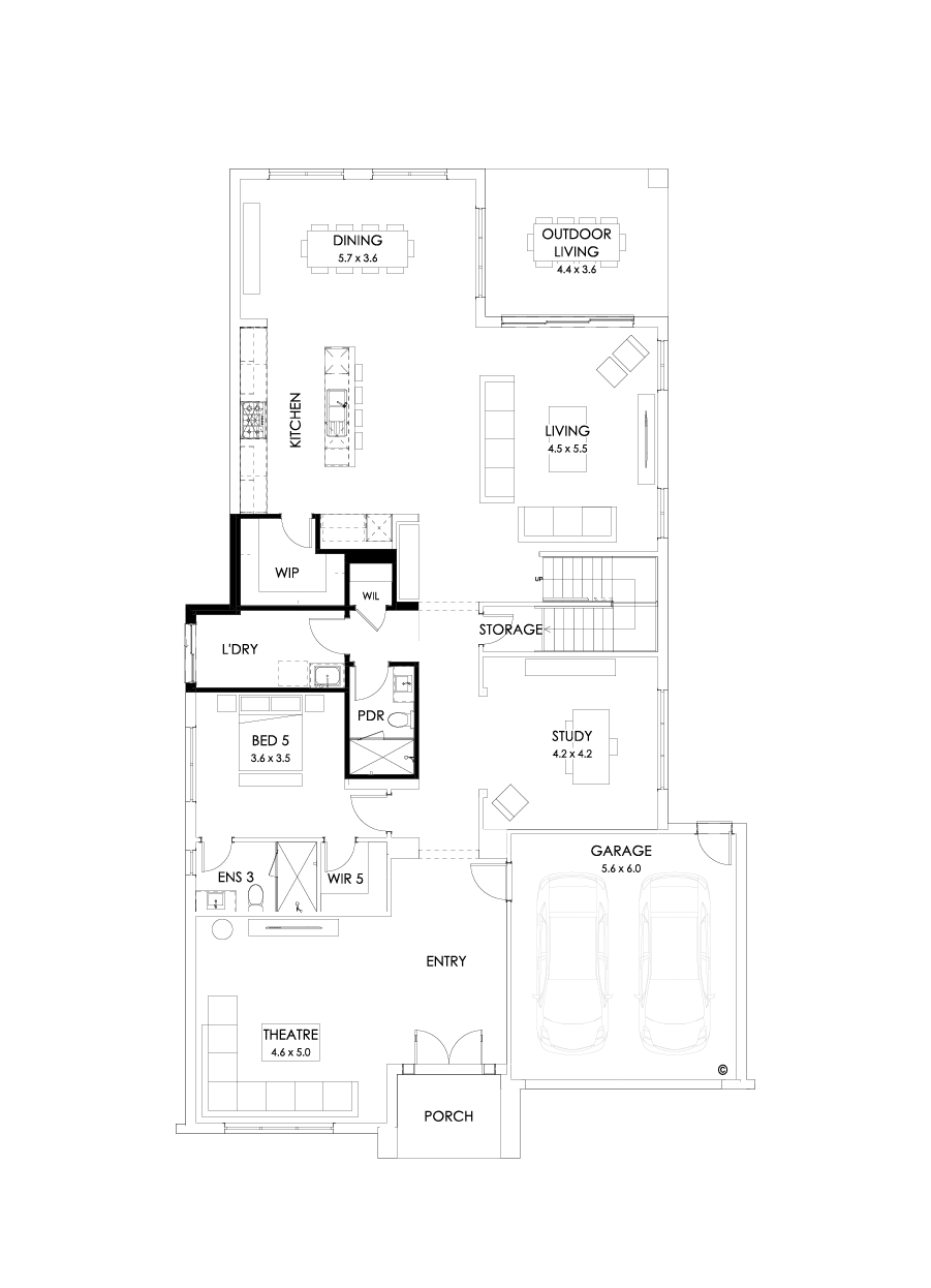 55 Ground Floor Floorplan (Shower to powder - Flipped)