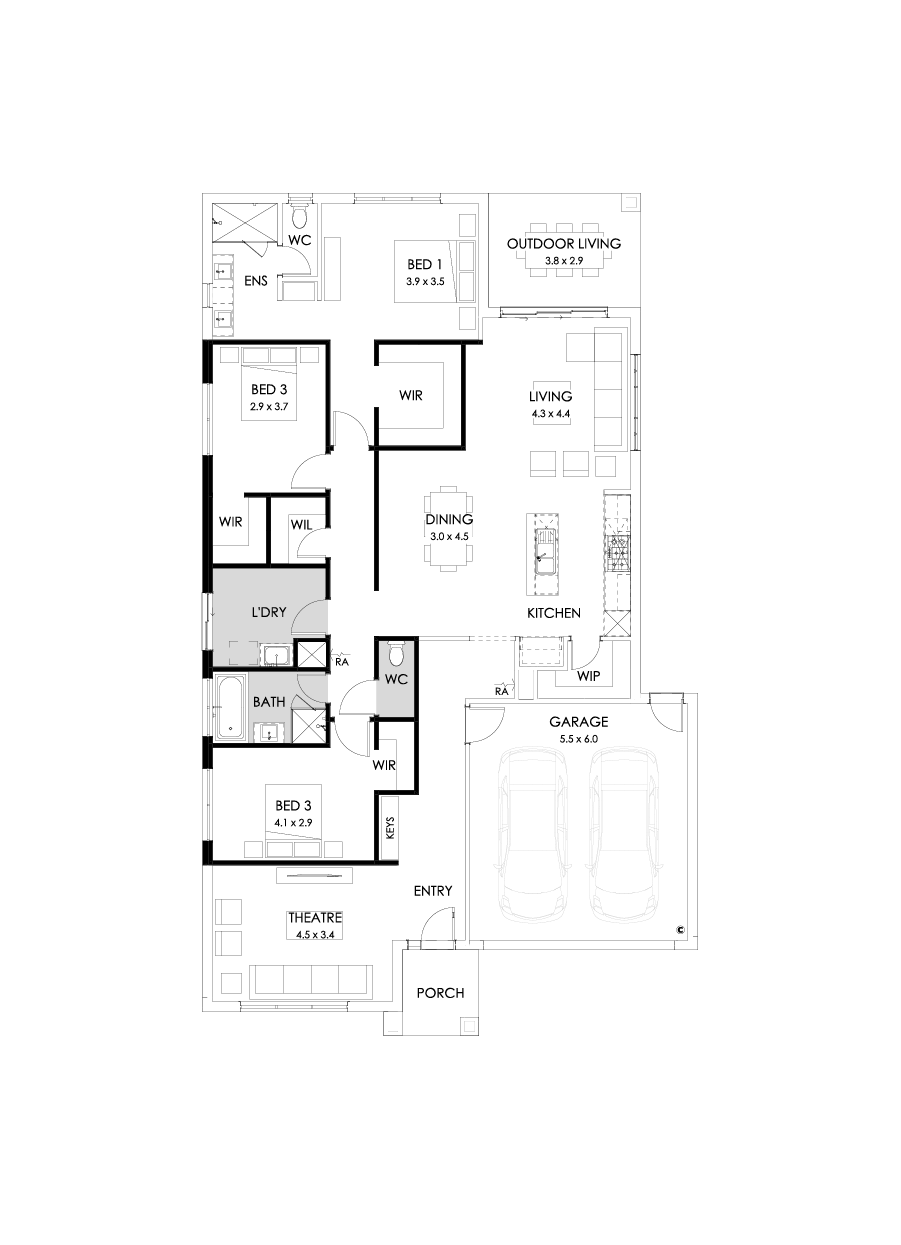25  Floor Floorplan (3 bedrooms - Flipped)