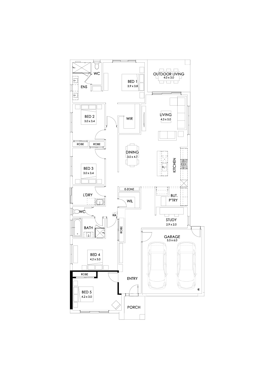 29  Floor Floorplan (5th bedroom - Flipped)