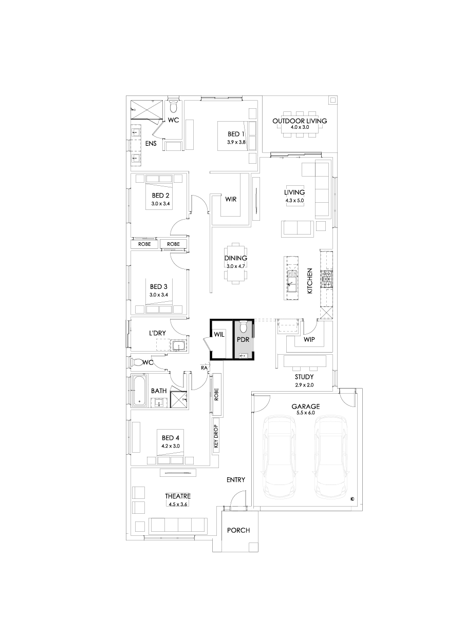 29  Floor Floorplan (Additional powder - Flipped)