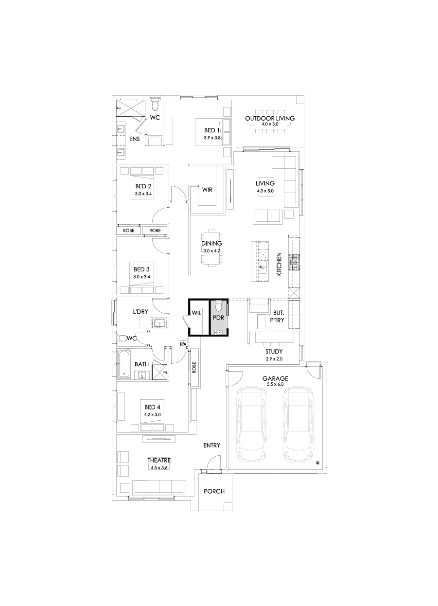 29  Floor Floorplan (Additional powder - Flipped)