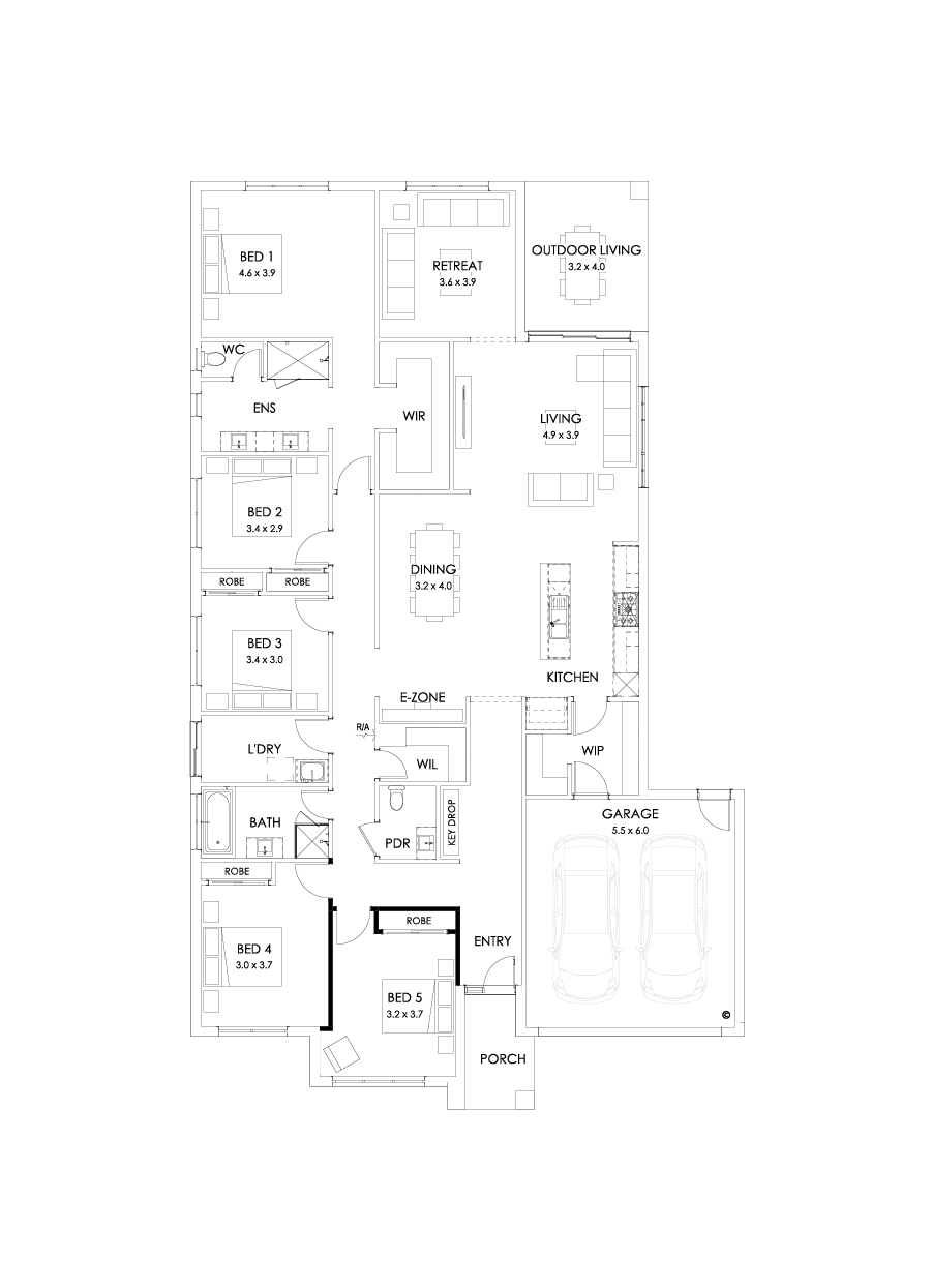 32  Floor Floorplan (5th bedroom - Flipped)