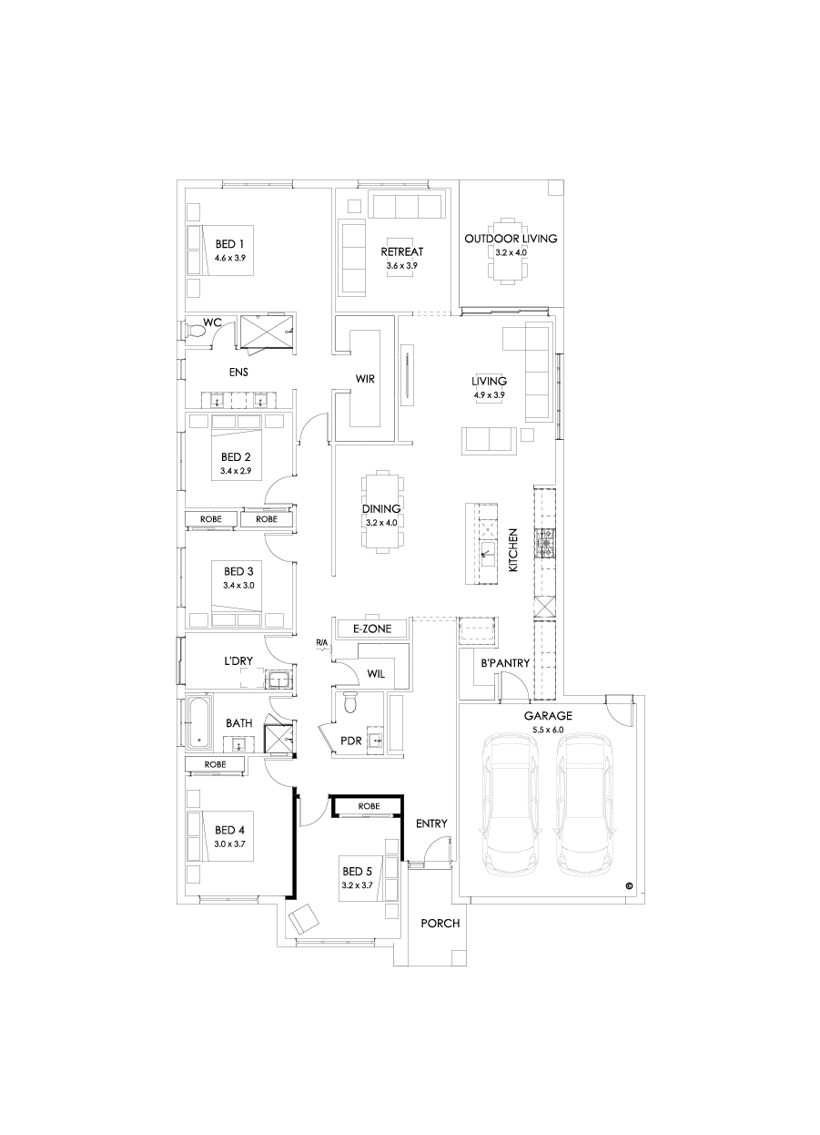 32  Floor Floorplan (5th bedroom - Flipped)