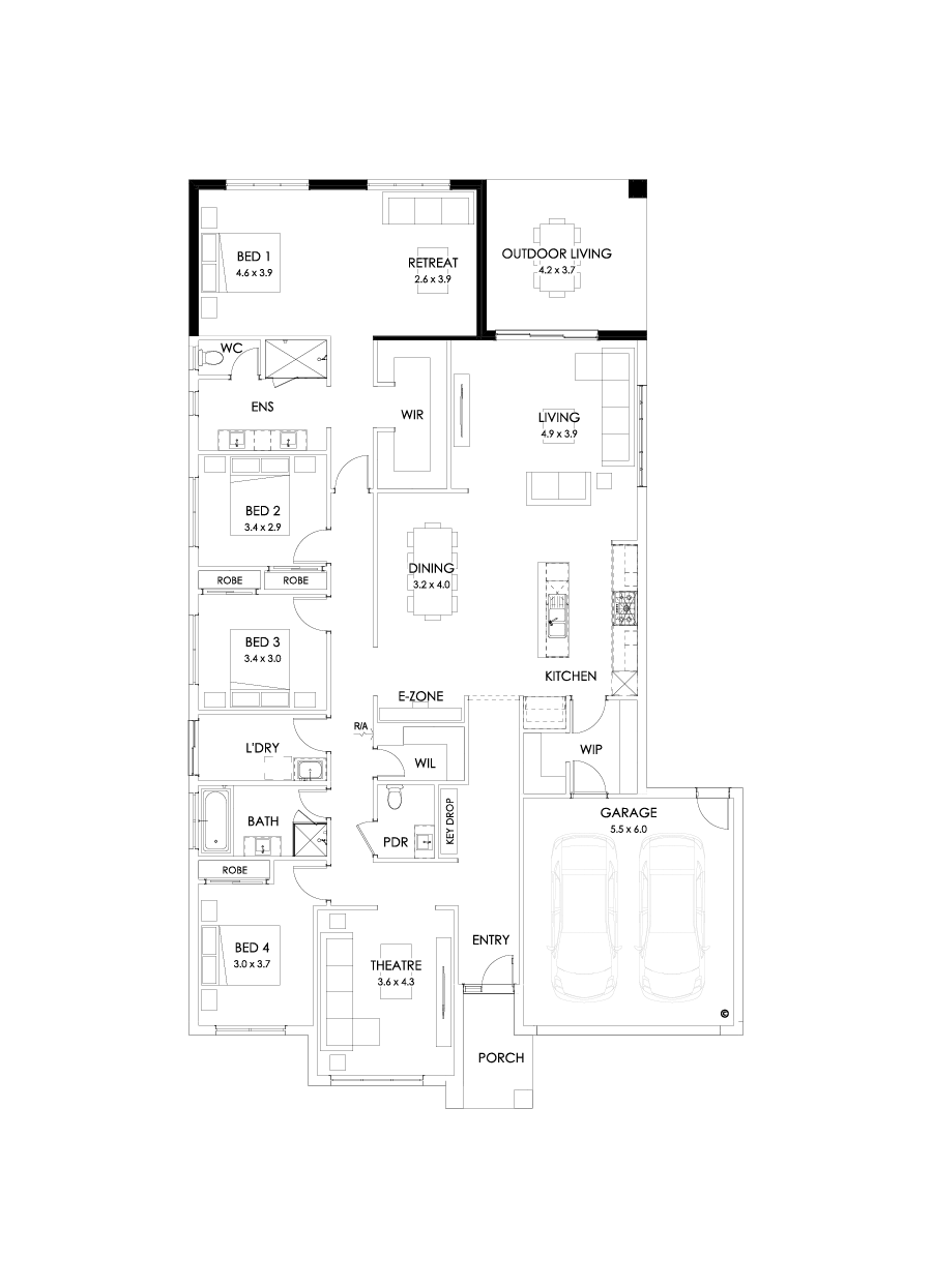 32  Floor Floorplan (Alternate bed 1 - Flipped)