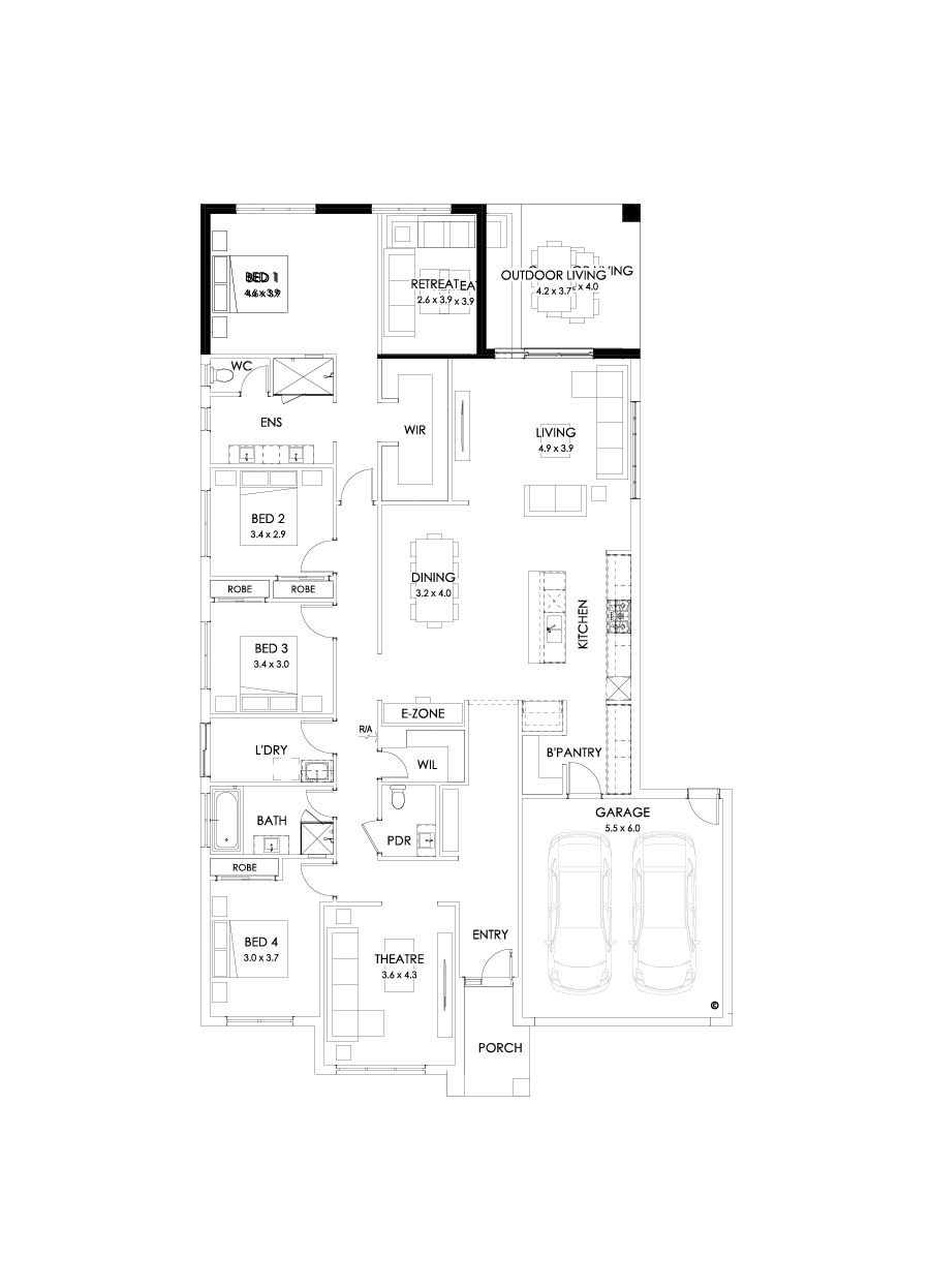 32  Floor Floorplan (Alternate bed 1 - Flipped)