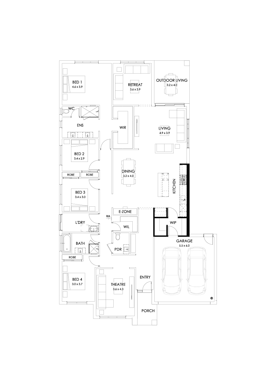 32  Floor Floorplan (Alternate kitchen - Flipped)