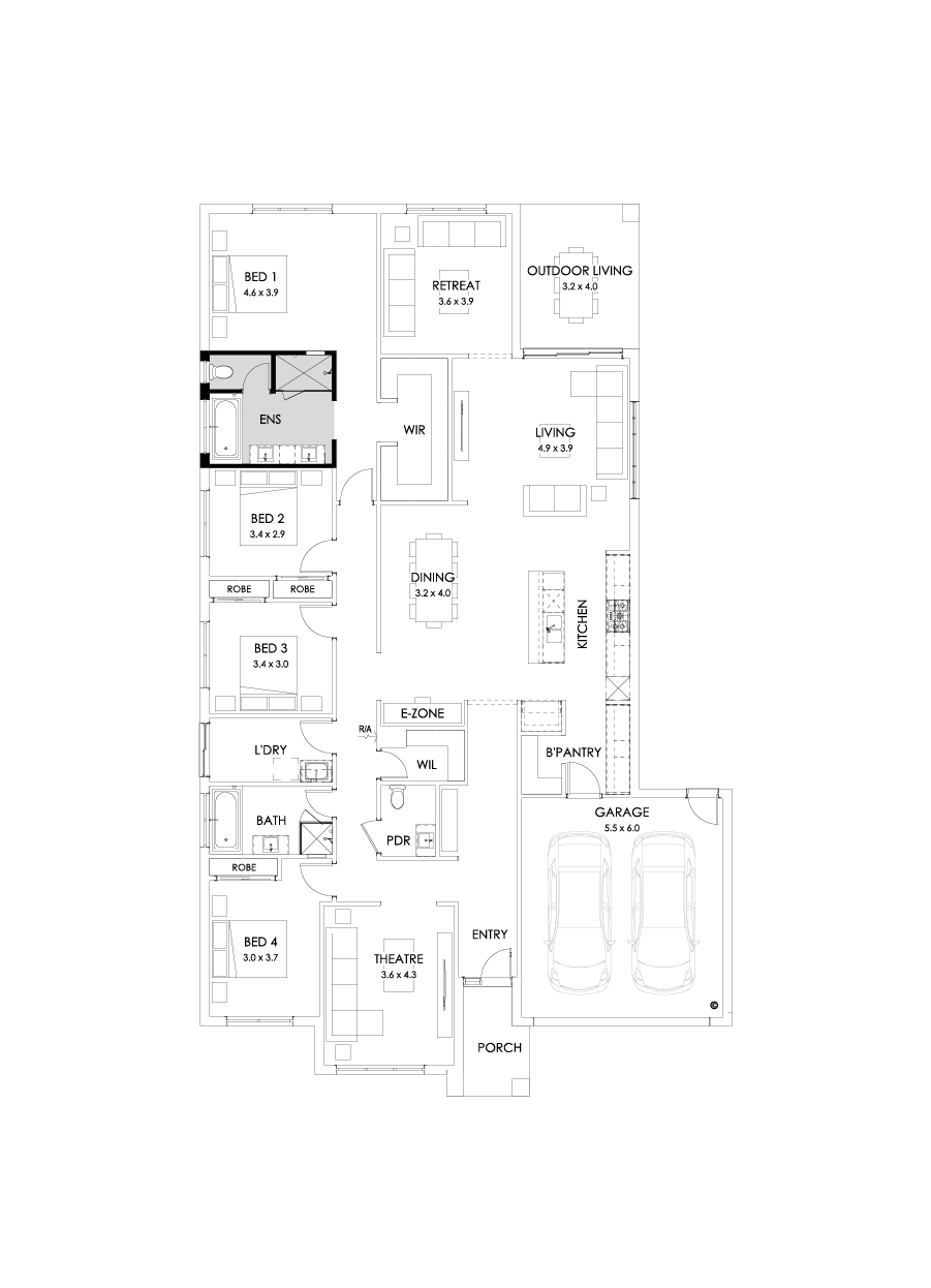 32  Floor Floorplan (Bath to ensuite - Flipped)