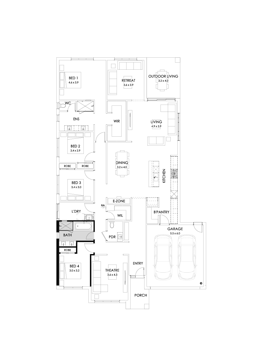 32  Floor Floorplan (Bathroom upgrade - Flipped)