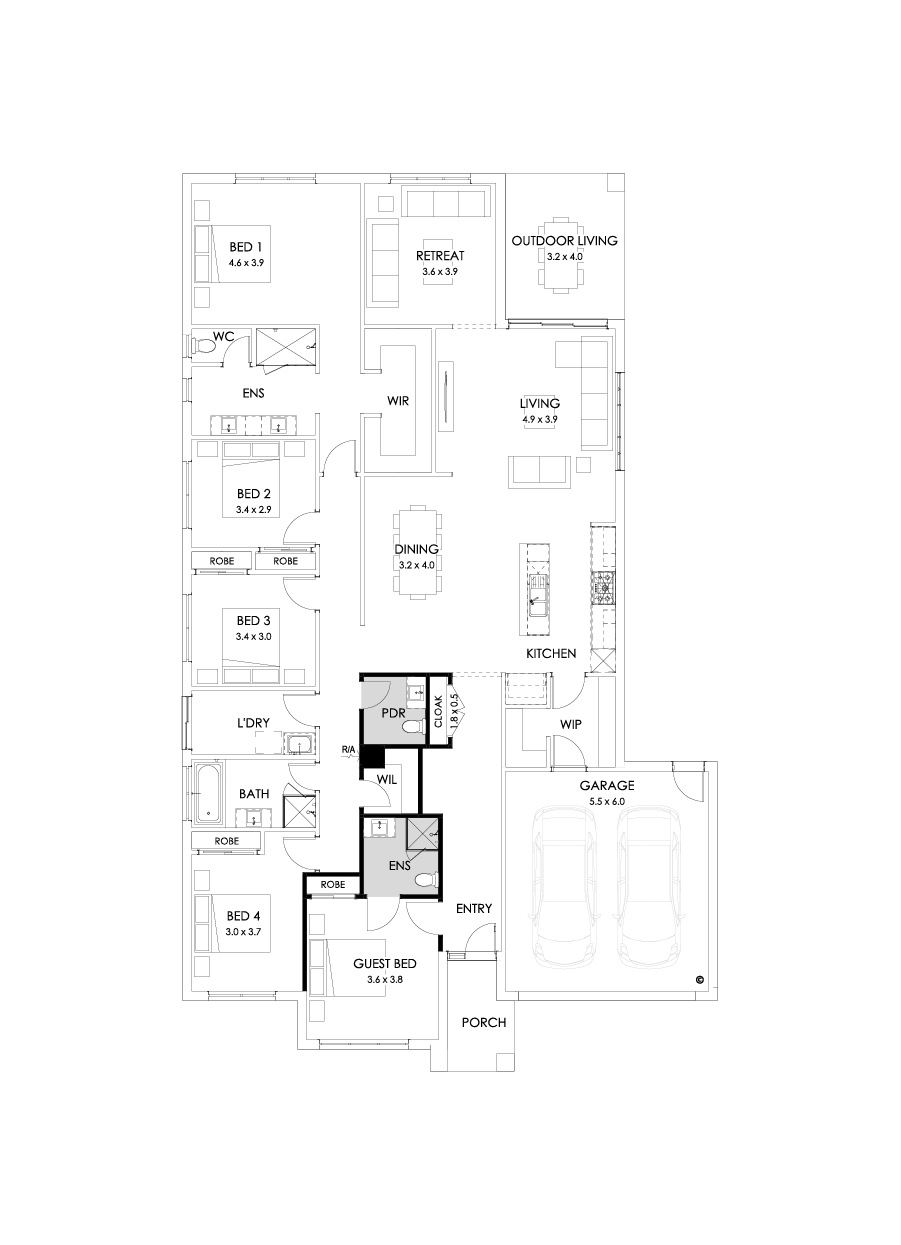 32  Floor Floorplan (Guest bedroom - Flipped)