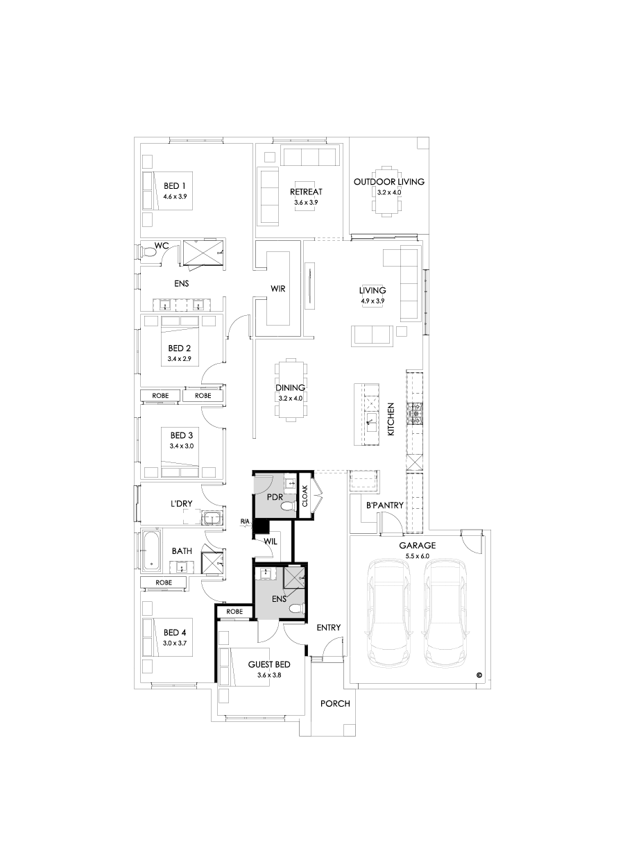 32  Floor Floorplan (Guest bedroom - Flipped)