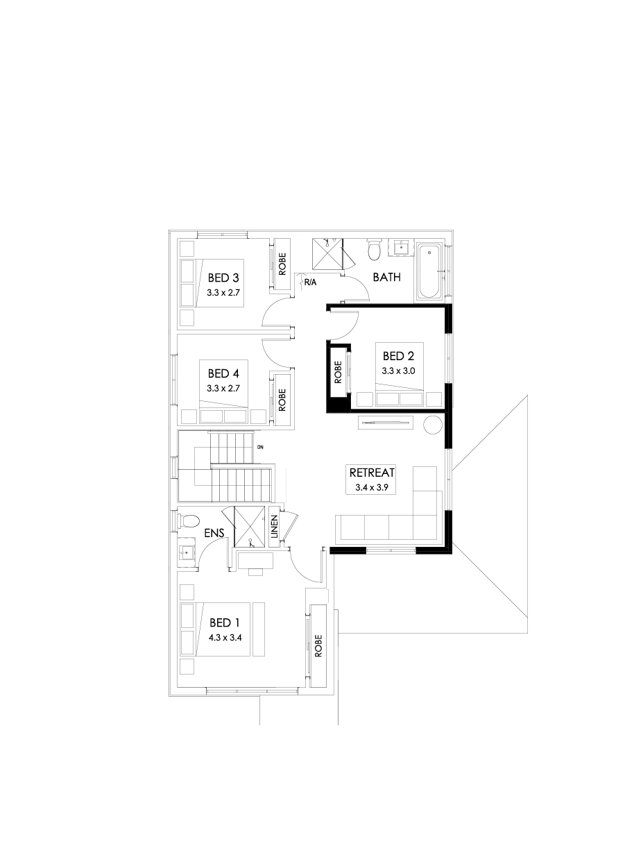22 First Floor Floorplan (Retreat - Flipped)
