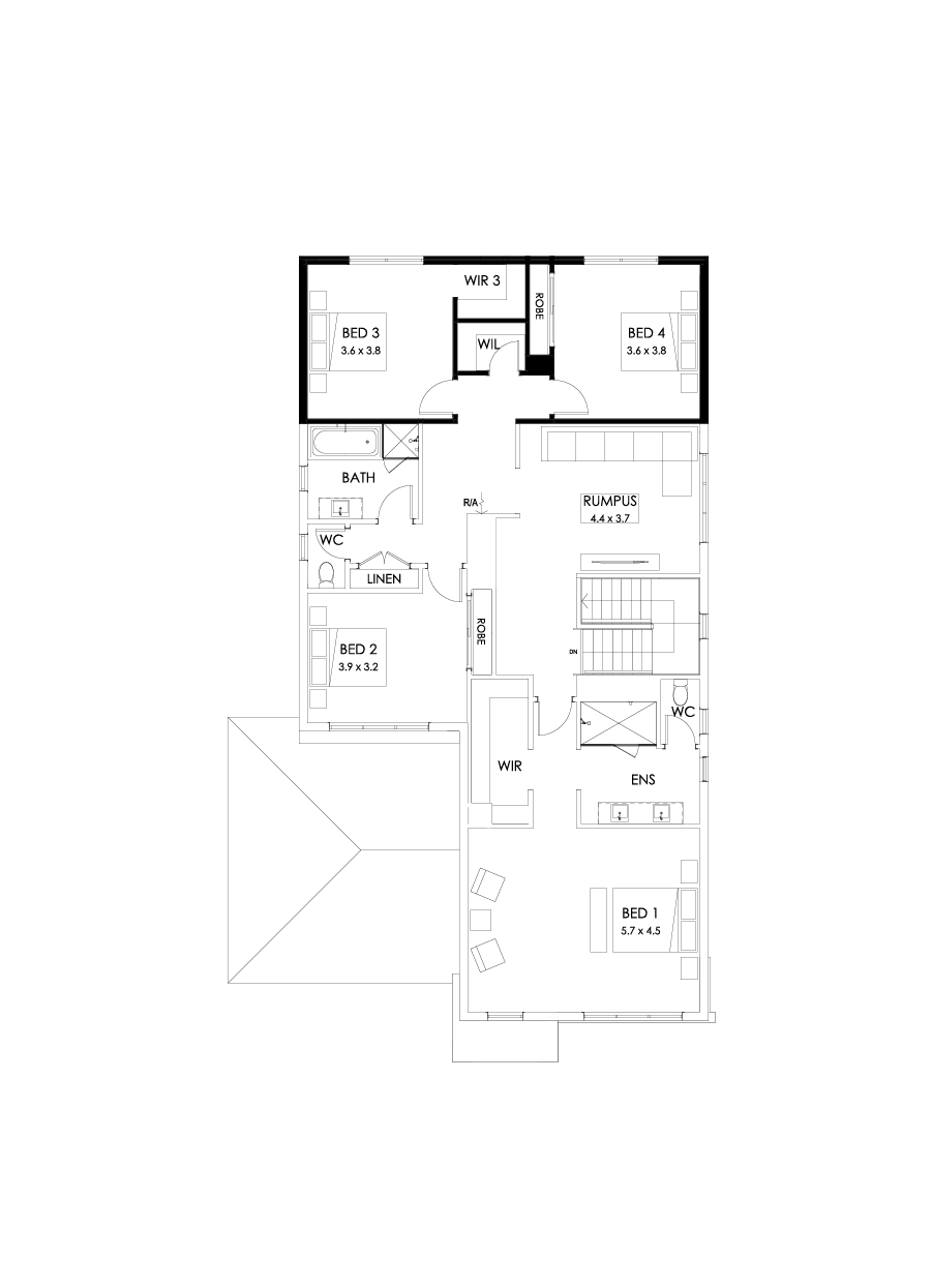 38 First Floor Floorplan (Rear flip)