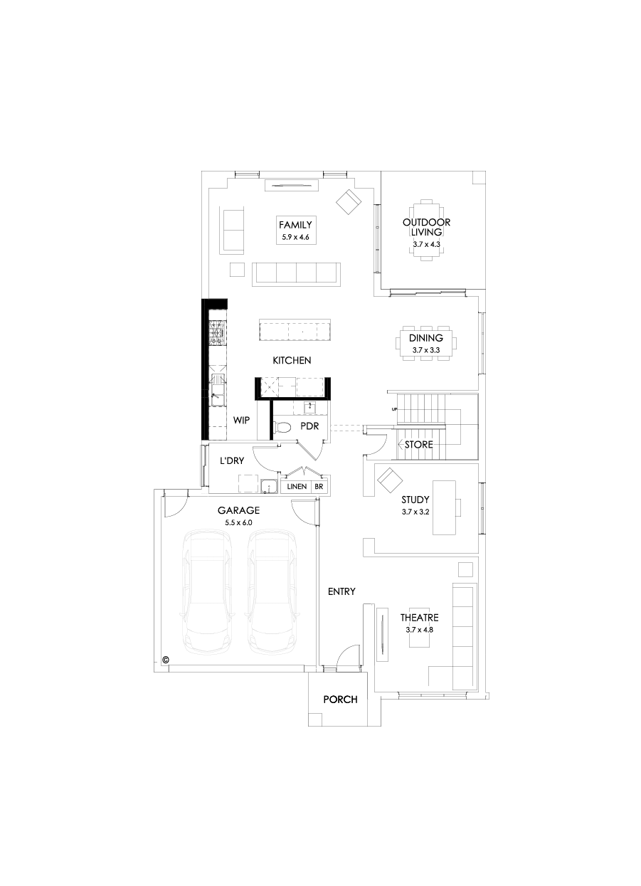 38 Ground Floor Floorplan (Alternate kitchen)