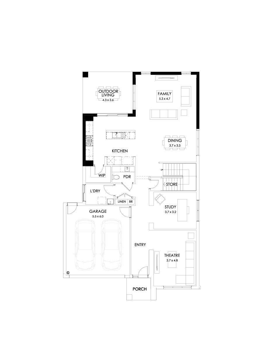 38 Ground Floor Floorplan (Rear flip)