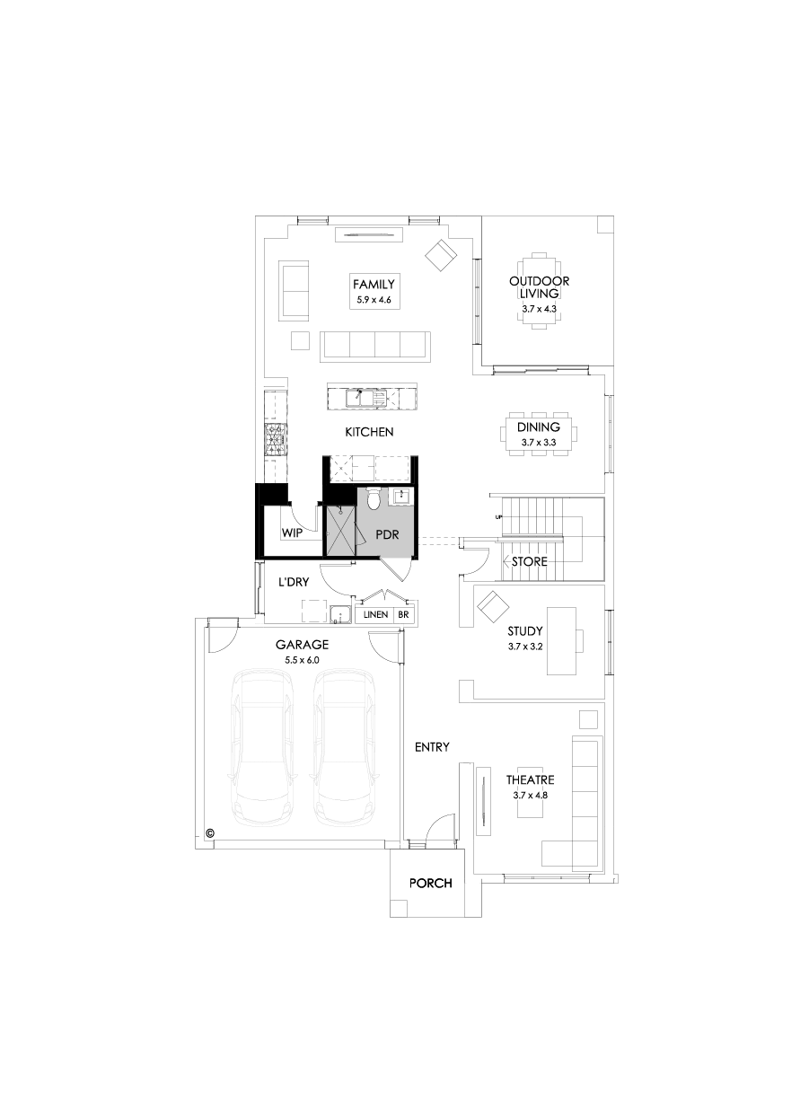 38 Ground Floor Floorplan (Shower to powder)