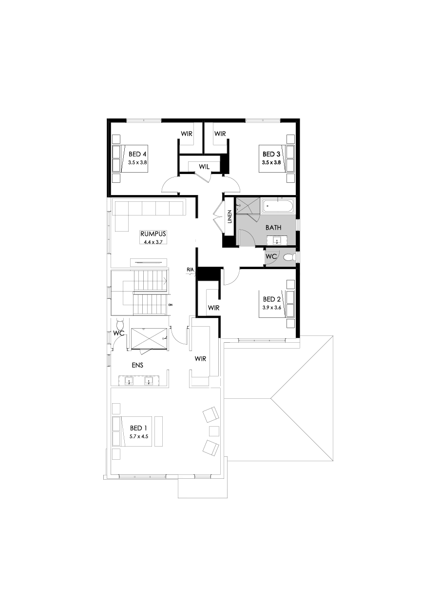 38 First Floor Floorplan (Bathroom upgrade - Flipped)