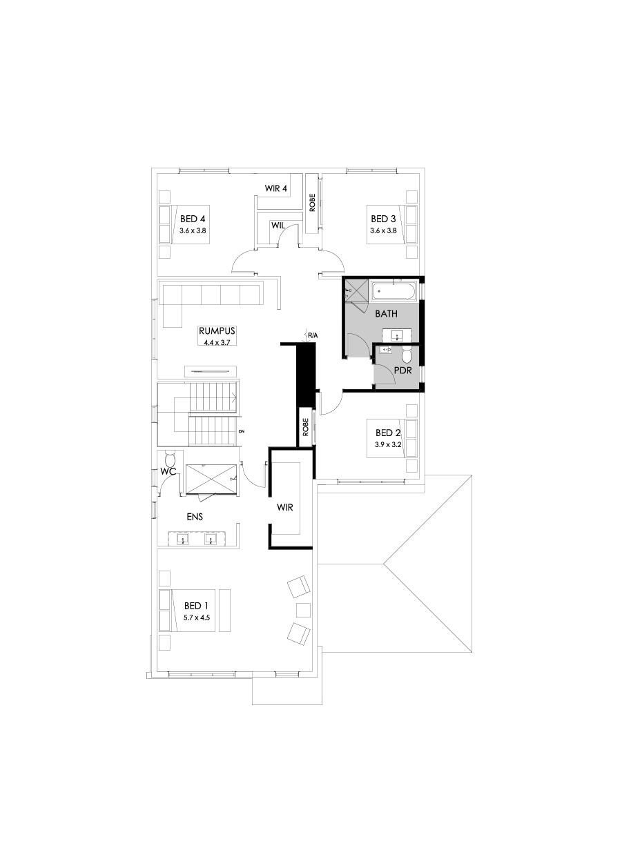 38 First Floor Floorplan (Powder room - Flipped)