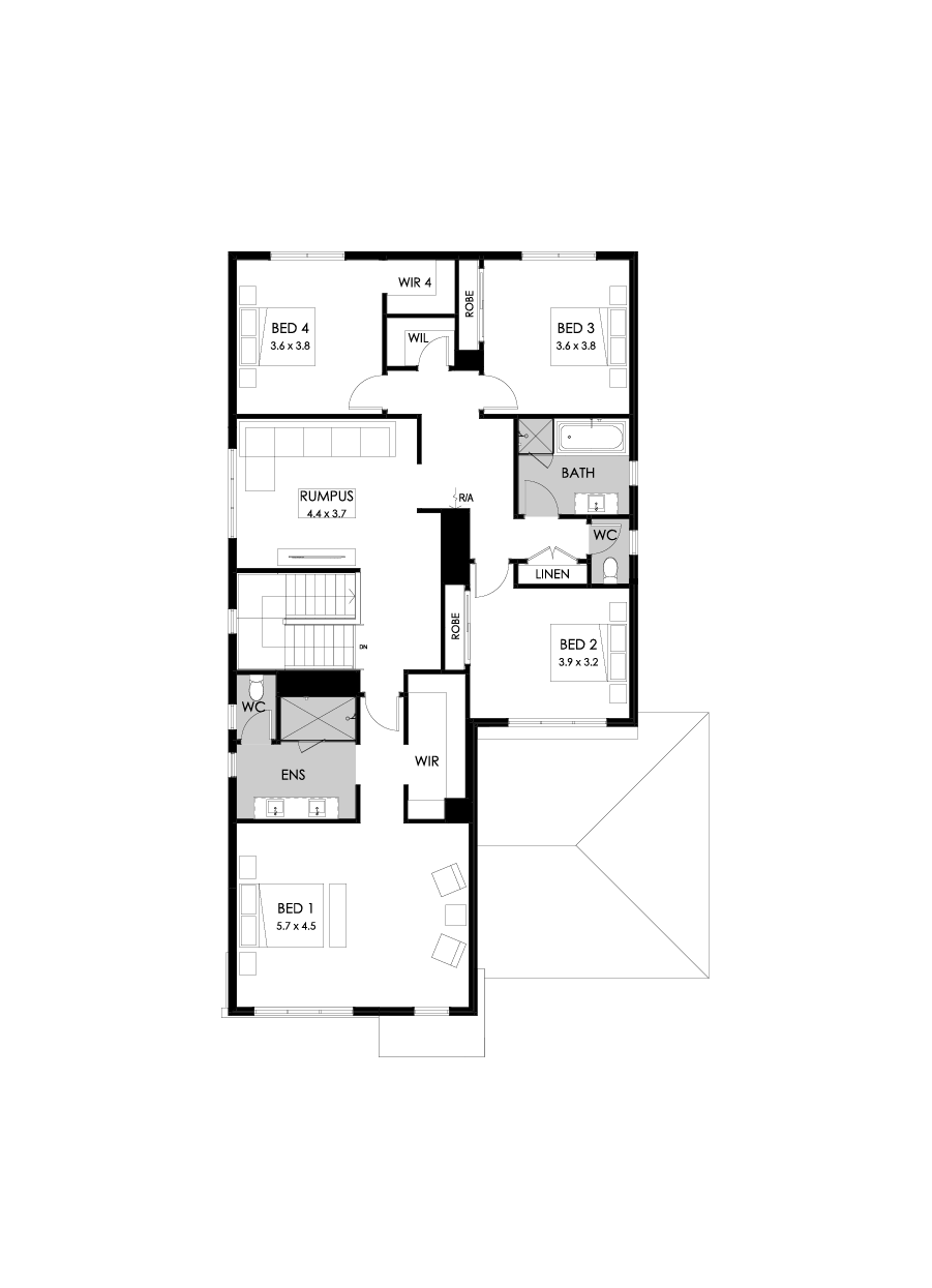 38 First Floor Floorplan (Standard - Flipped)