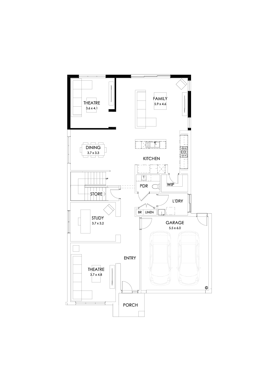 38 Ground Floor Floorplan (Larger living - Flipped)