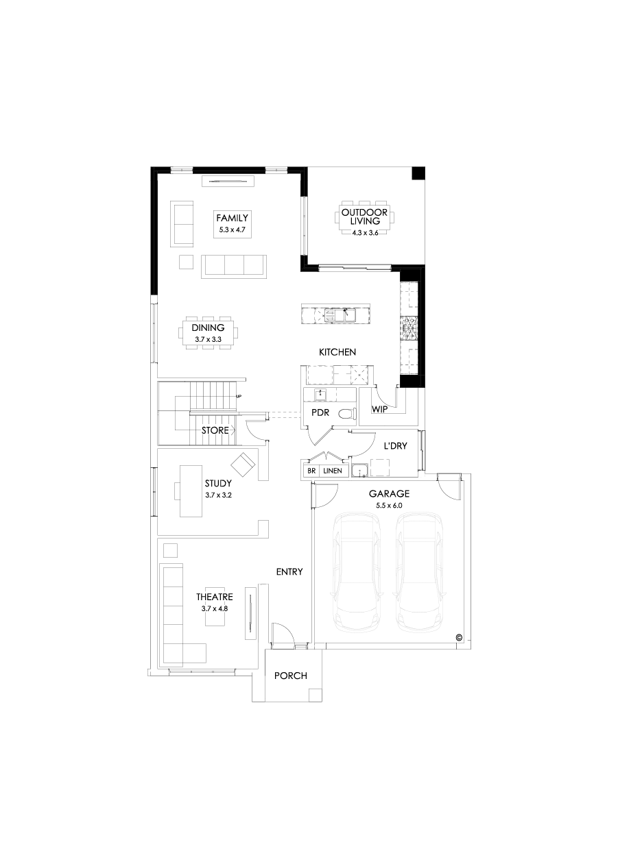 38 Ground Floor Floorplan (Rear flip - Flipped)