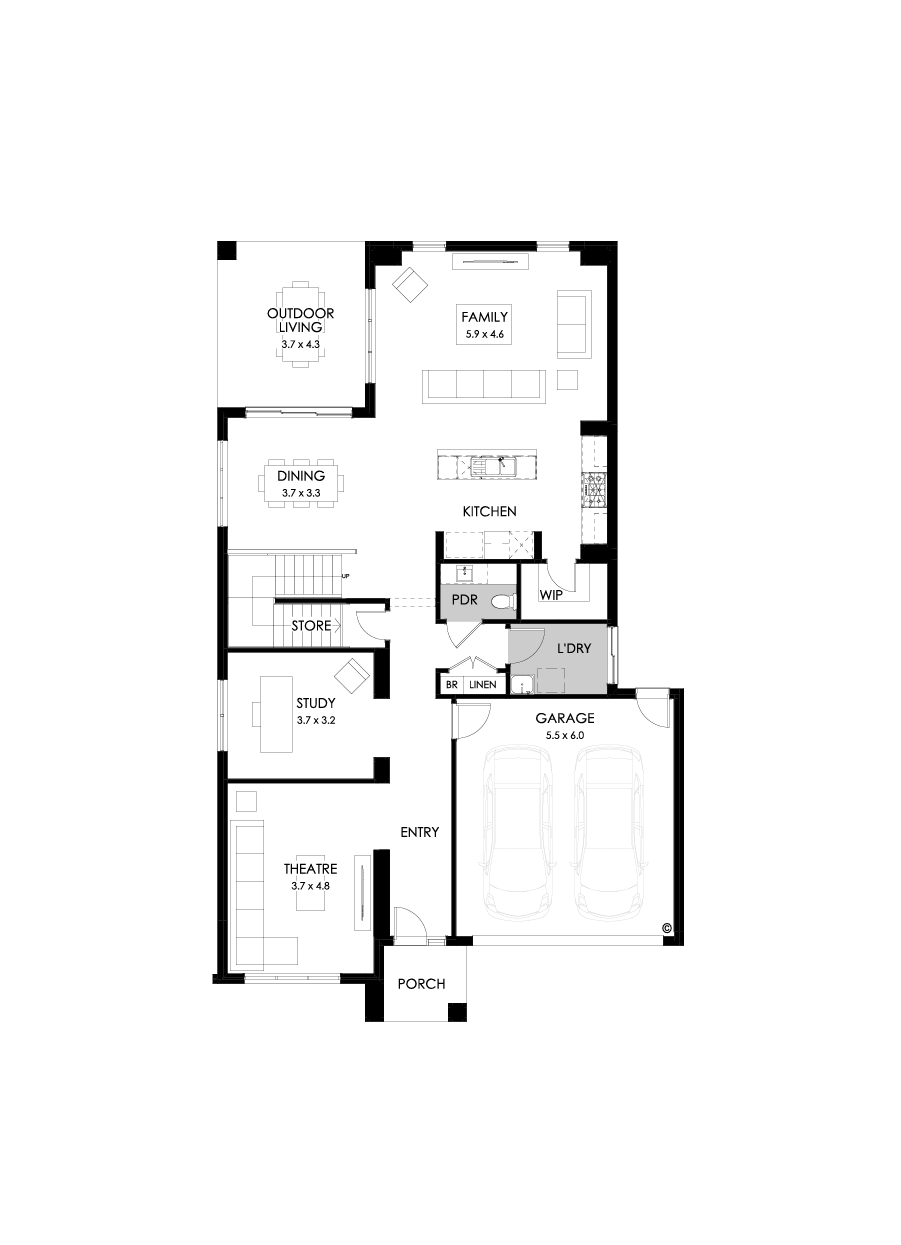 38 Ground Floor Floorplan (Standard - Flipped)