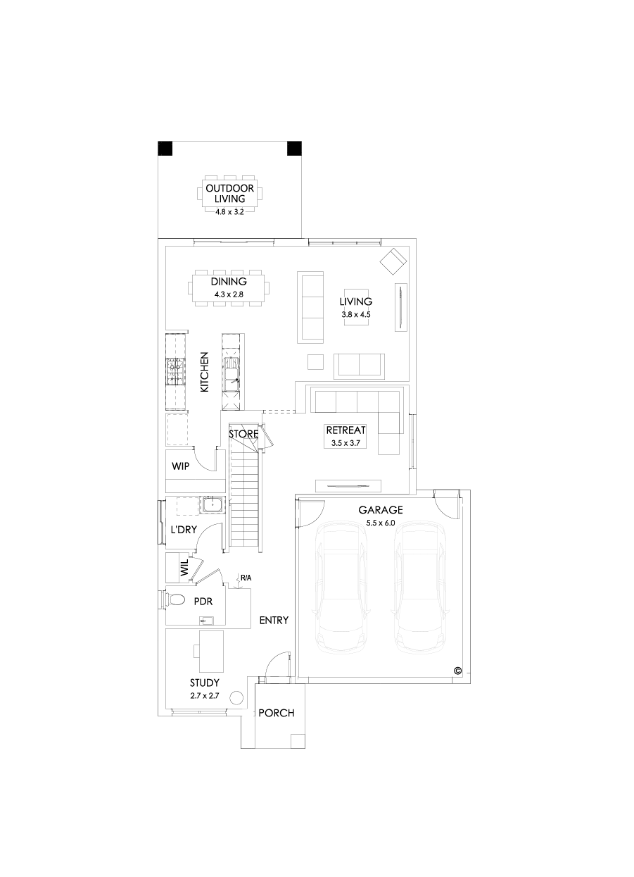27 Ground Floor Floorplan (Outdoor living - Flipped)