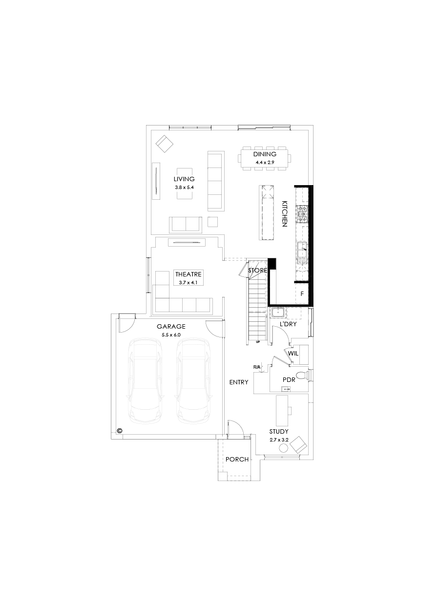 30 Ground Floor Floorplan (Alternate kitchen)
