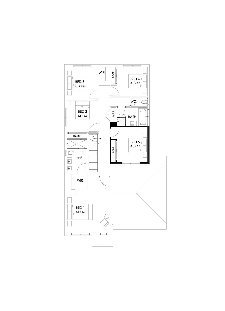 30 First Floor Floorplan (5th bedroom - Flipped)