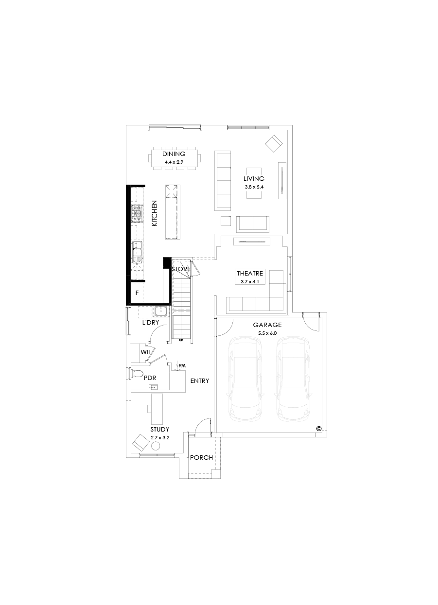 30 Ground Floor Floorplan (Alternate kitchen - Flipped)