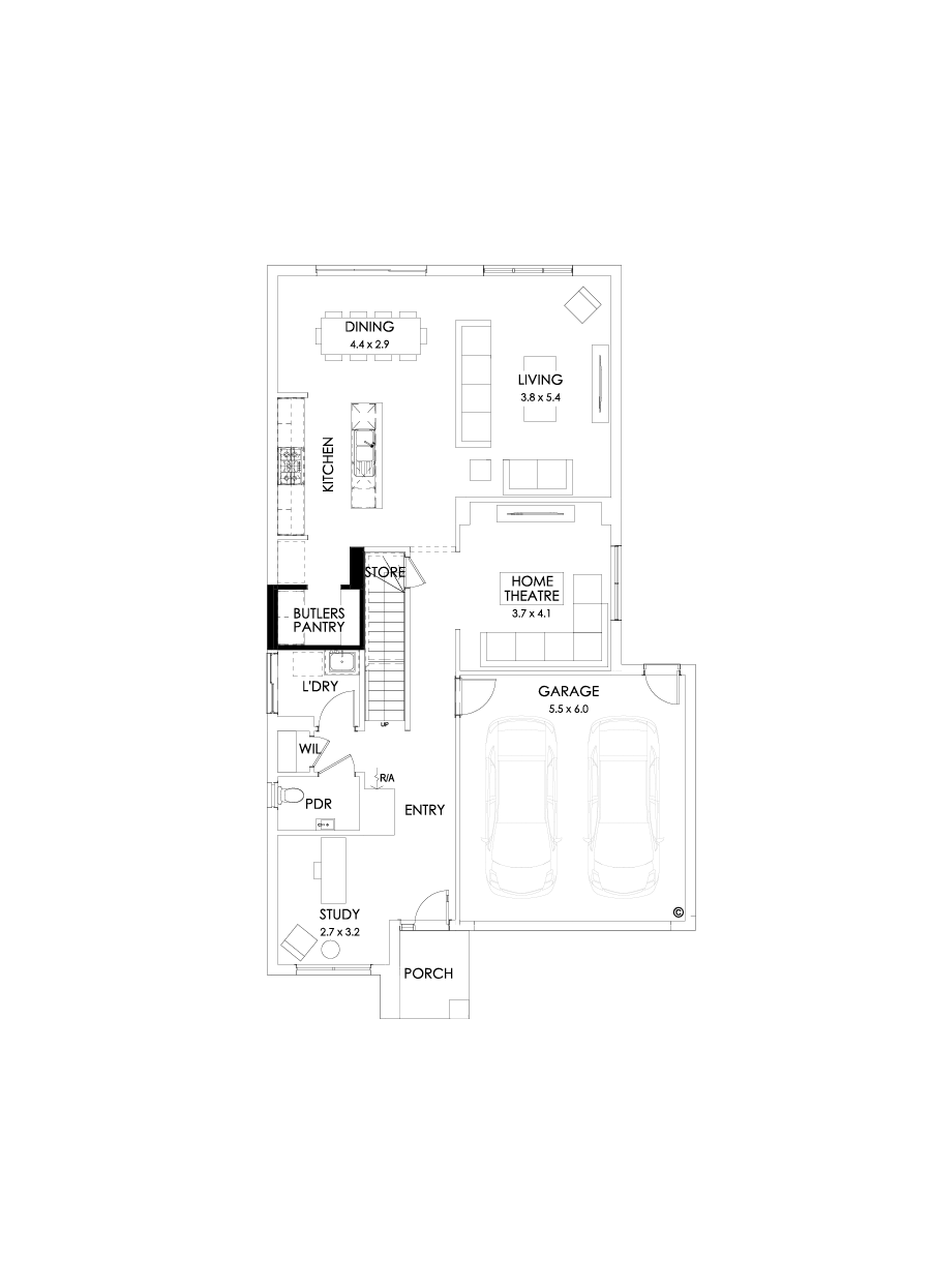 30 Ground Floor Floorplan (Butler's pantry - Flipped)