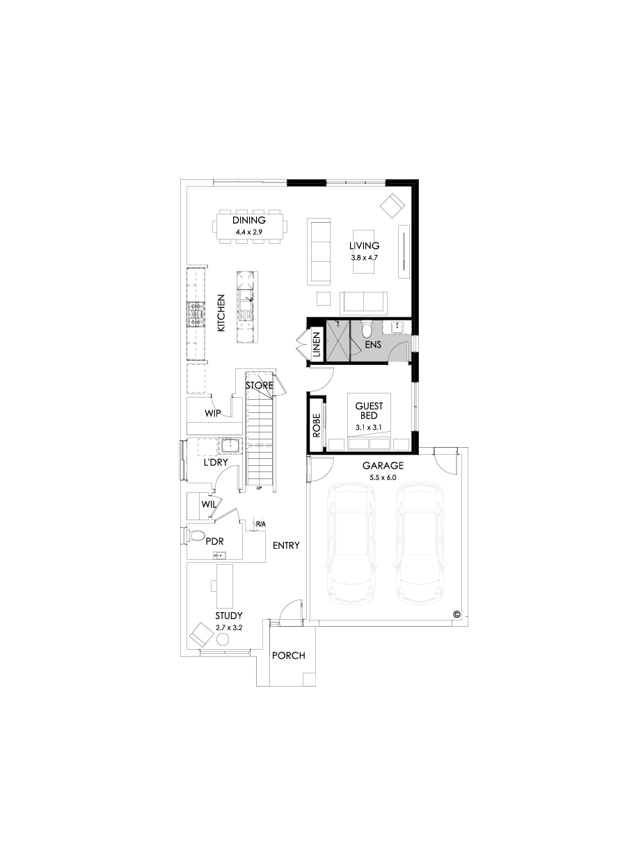 30 Ground Floor Floorplan (Guest bedroom - Flipped)