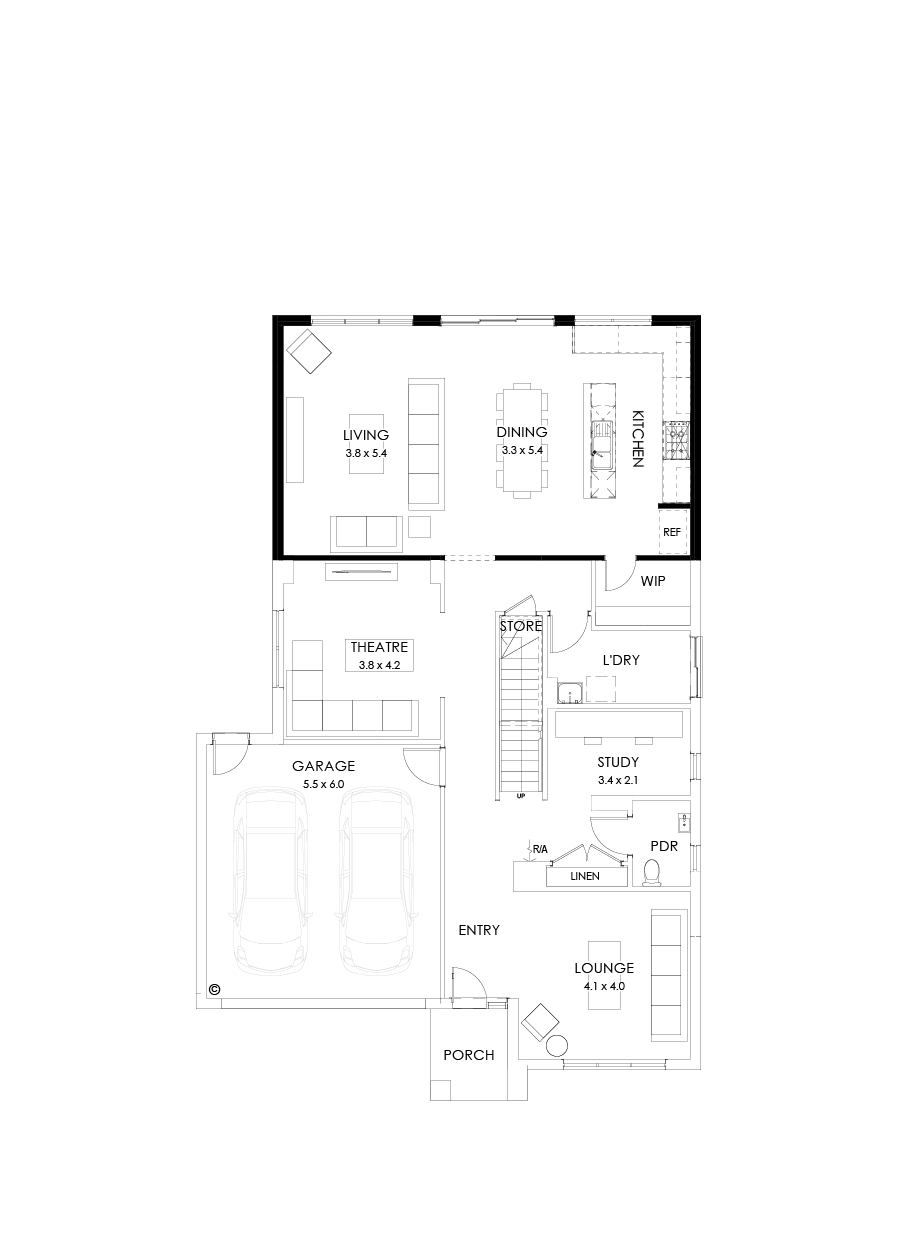 36 Ground Floor Floorplan (Alternate kitchen)
