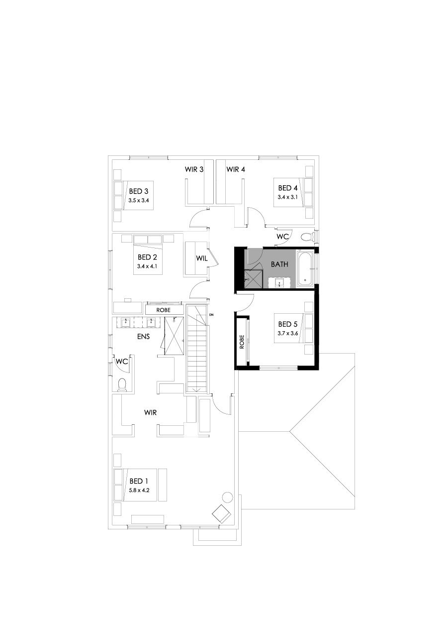 36 First Floor Floorplan (5th bedroom - Flipped)