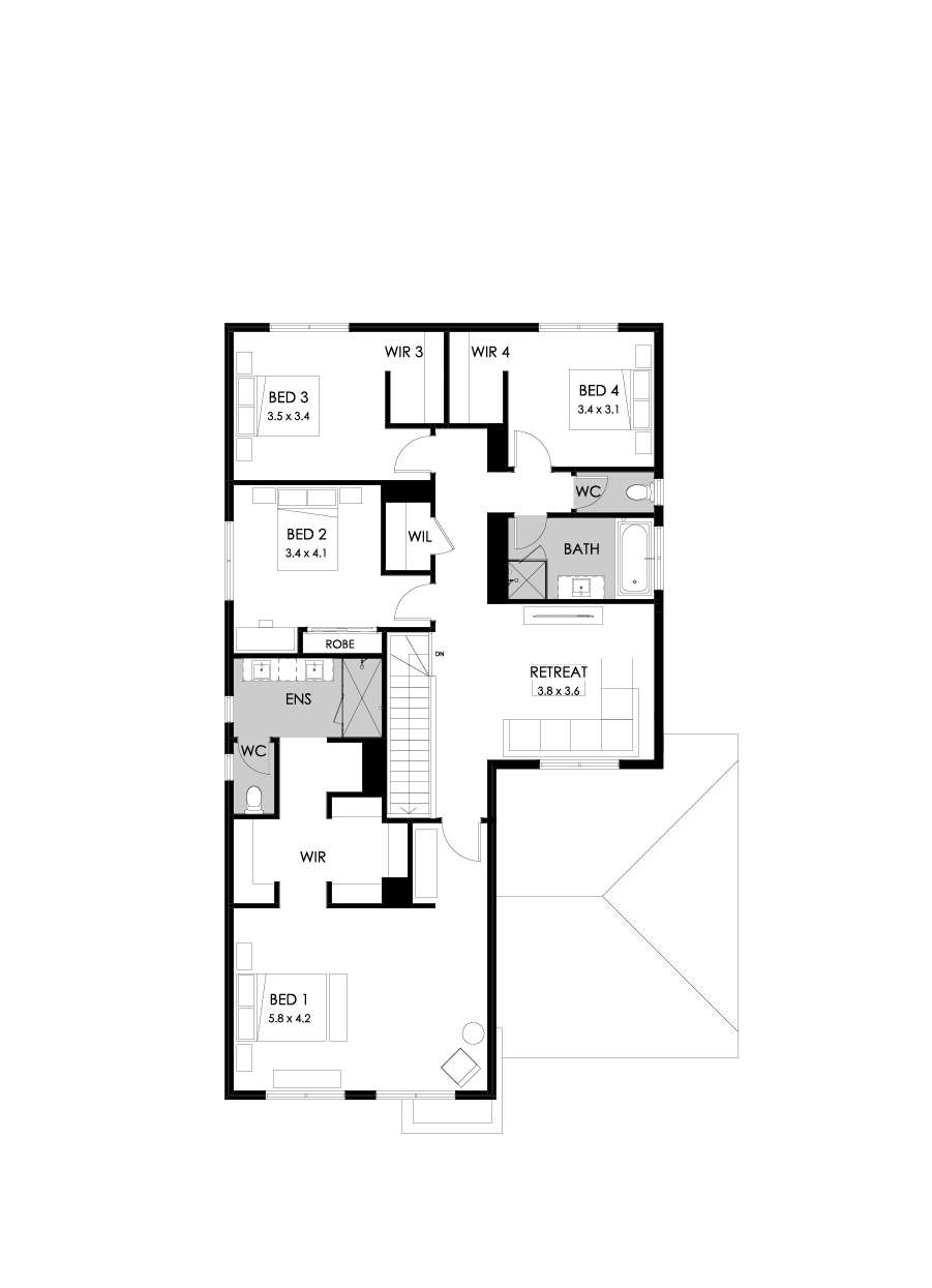 36 First Floor Floorplan (Standard  - Flipped)
