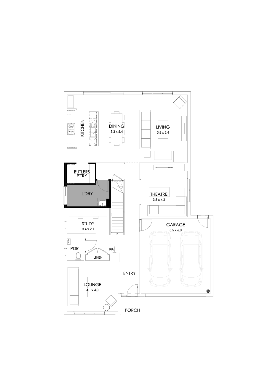 36 Ground Floor Floorplan (Butler’s pantry - Flipped)