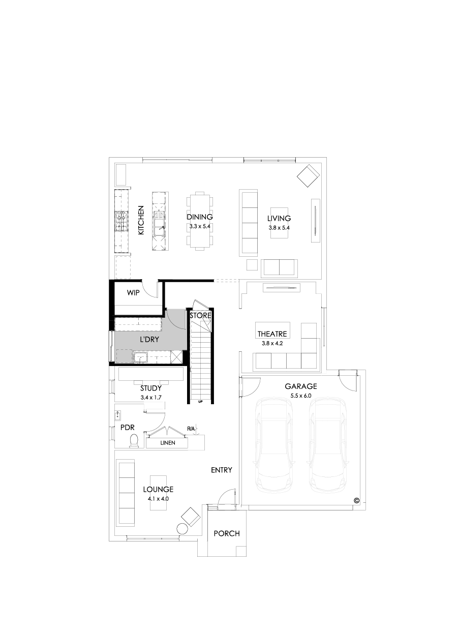 36 Ground Floor Floorplan (Grand laundry - Flipped)