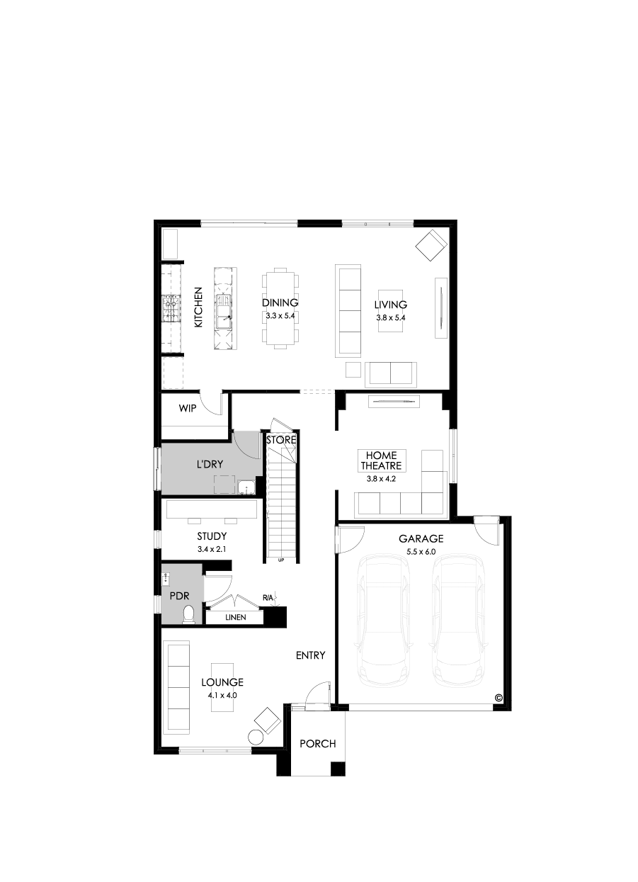 36 Ground Floor Floorplan (Standard  - Flipped)
