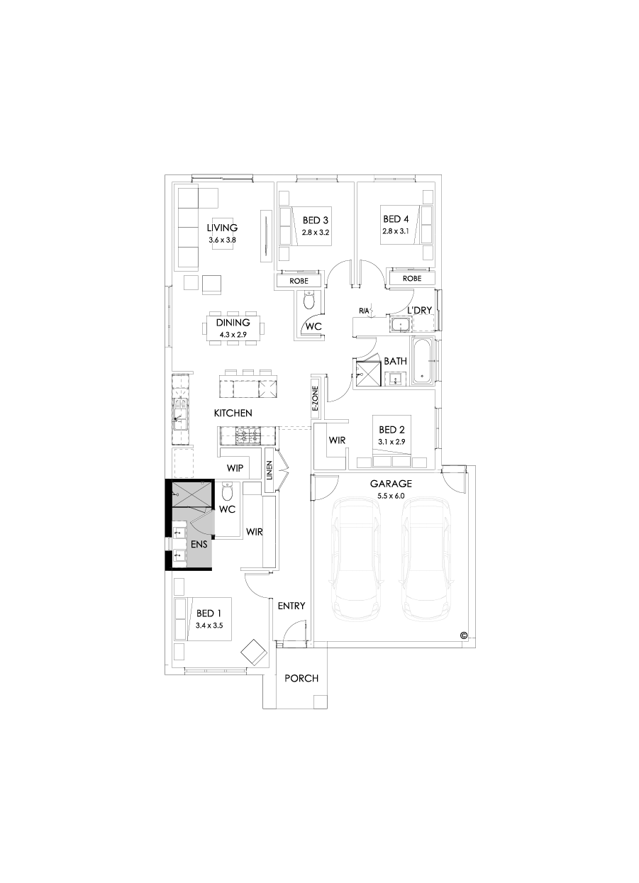 20  Floor Floorplan (Ensuite upgrade - Flipped)