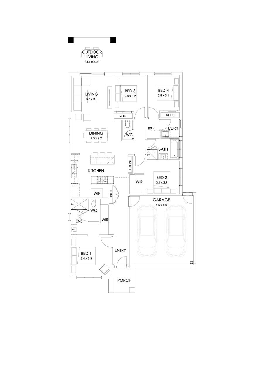 20  Floor Floorplan (Outdoor living - Flipped)